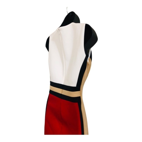 Calvin Klein red tan white black colorblock scuba fit sheath dress size 4 new - Picture 11 of 16